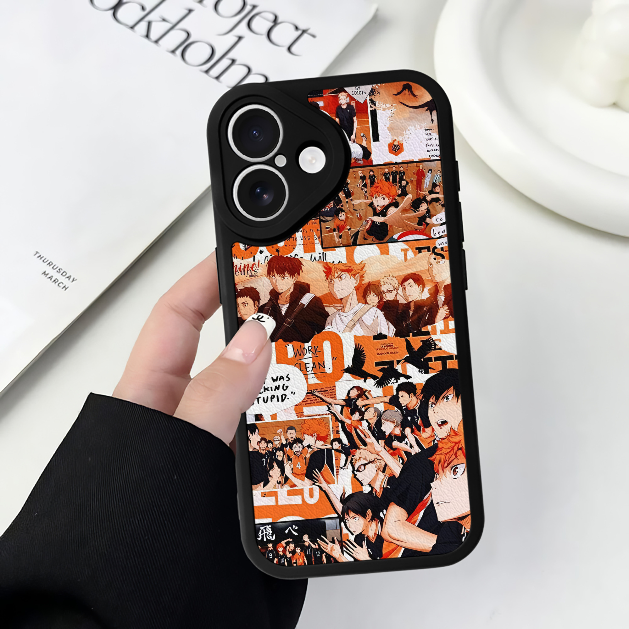 （画像用） ハイキュー!! Haikyu!! 【iPhone 16シリーズ対応】シリコンスマホケース（レザー調） 材質：シリコン